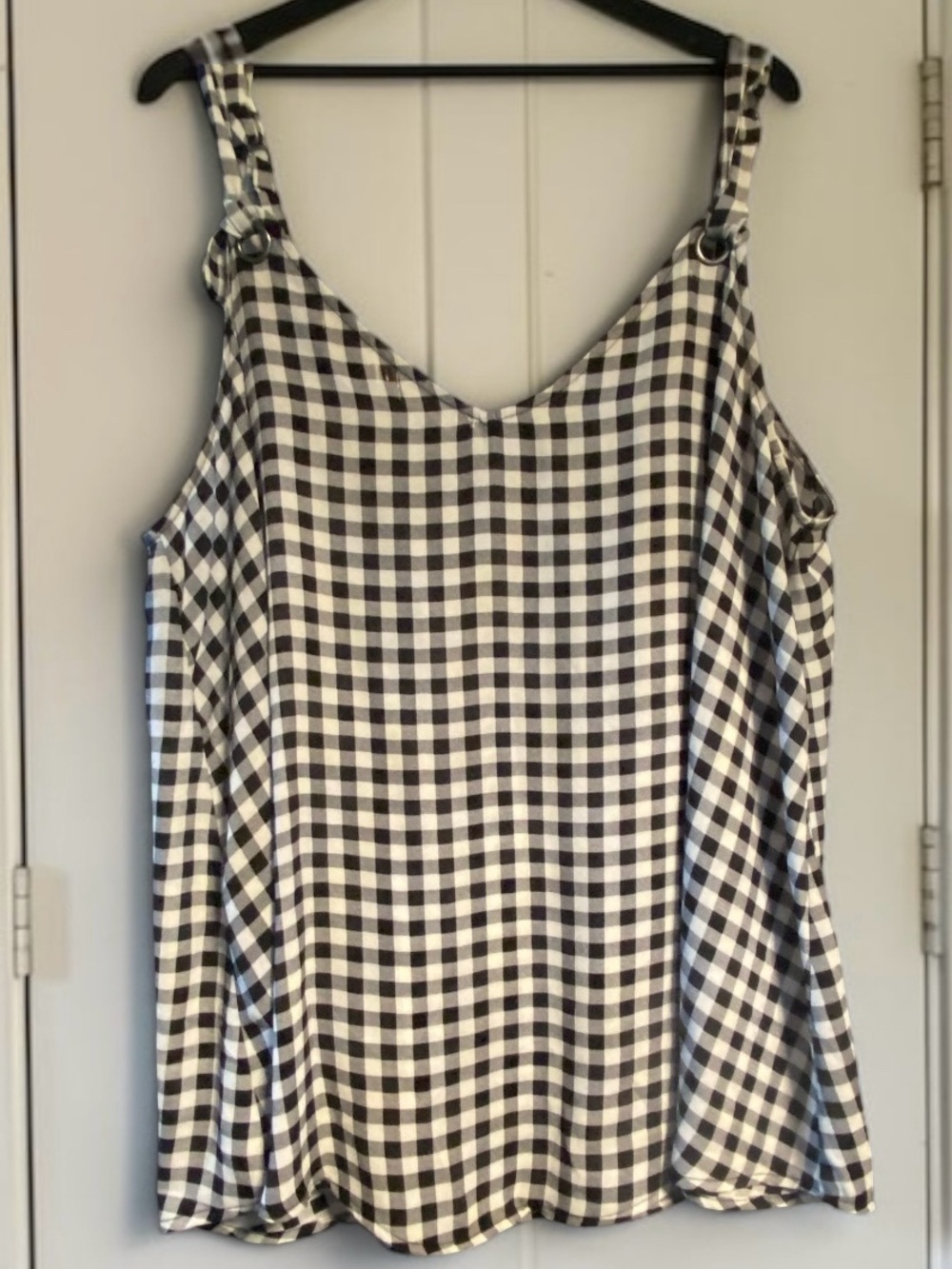 Torrid Black White Gingham Swing Cami Tank Top Size 1 (1X) (14/16) EUC